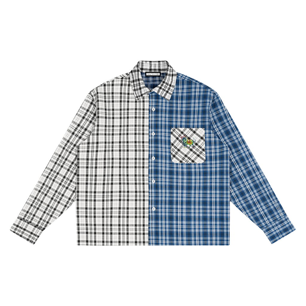 Chaos Bull Oversized Plaid Color Block Shirt Adult