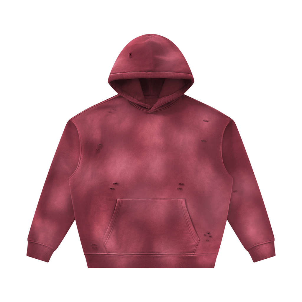 Sunfade Frayed Fleece Hoodie Unisex Adult