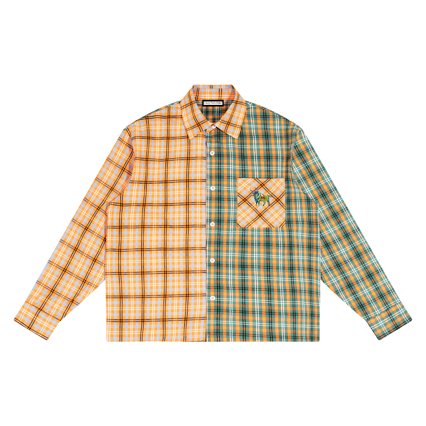 Chaos Bull Oversized Plaid Color Block Shirt Adult