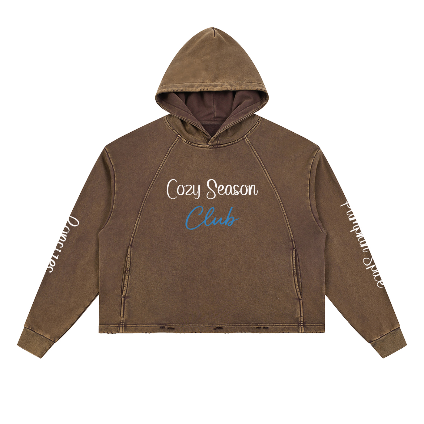 Cozy Season Club Vintage Washed Frayed-Hem Hoodie Adult