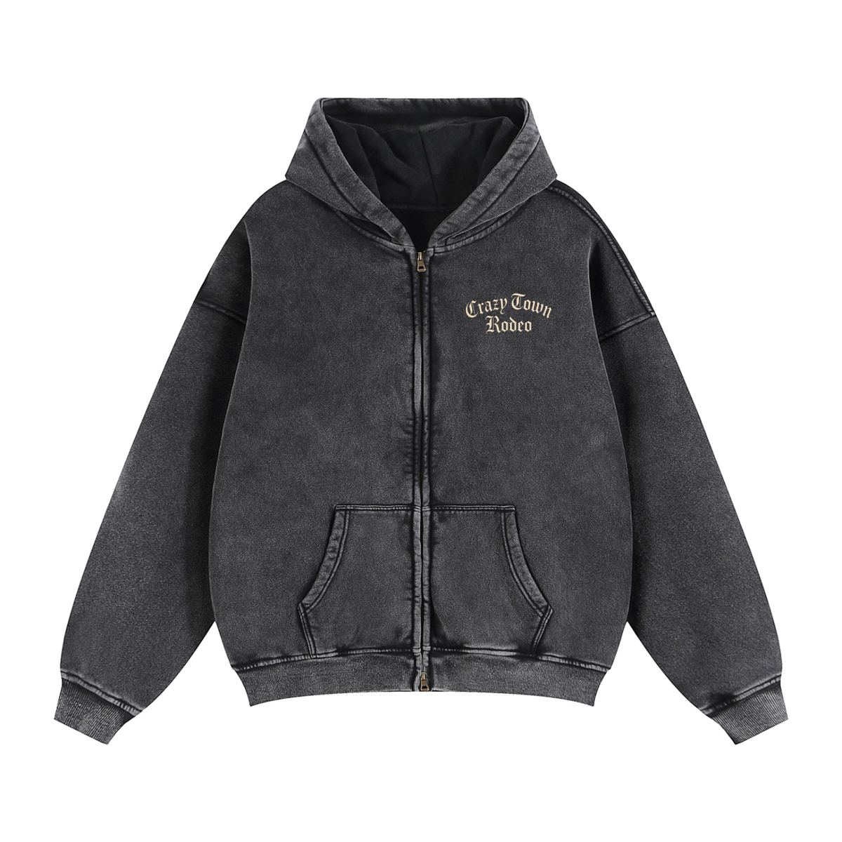 Zip-Through Boxy Fleece Hoodie Crazy Town Rodeo Wear Your Chaos Adult Unisex