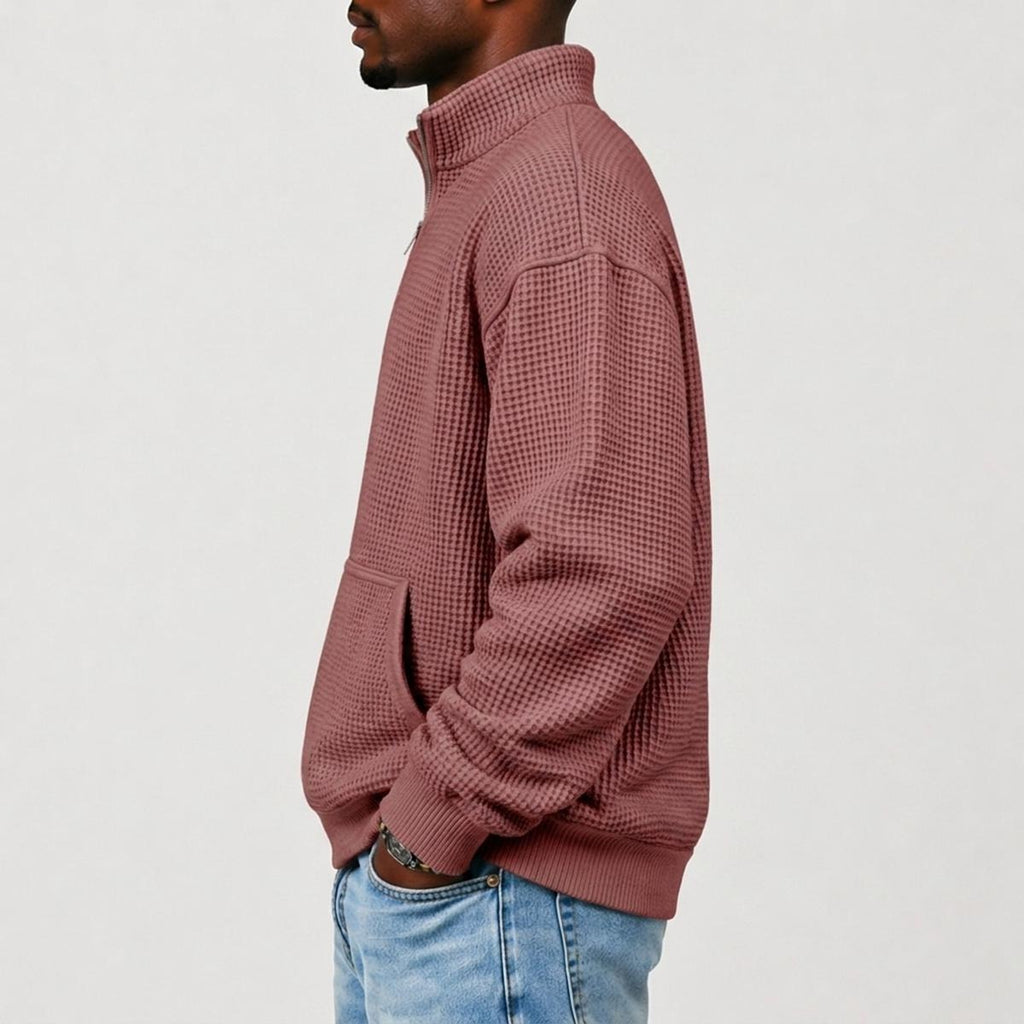 Chaos Bull Men's Waffle Knit Casual Sweatshirt/Half Zipper