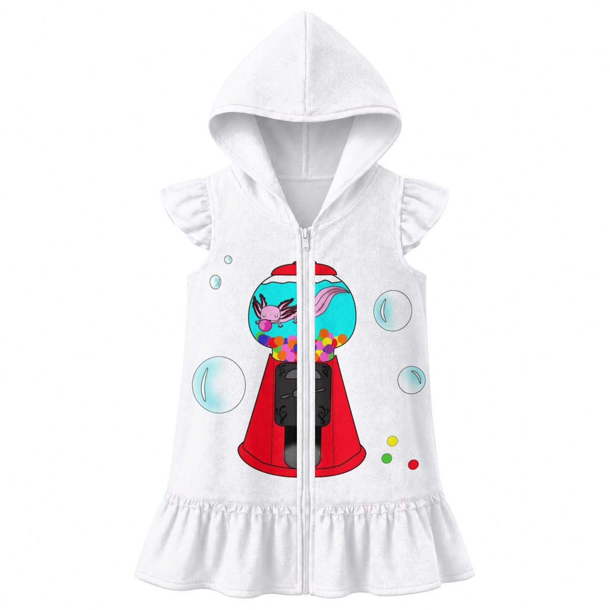 Axolotl Girls' Hooded Beach Cover-Up