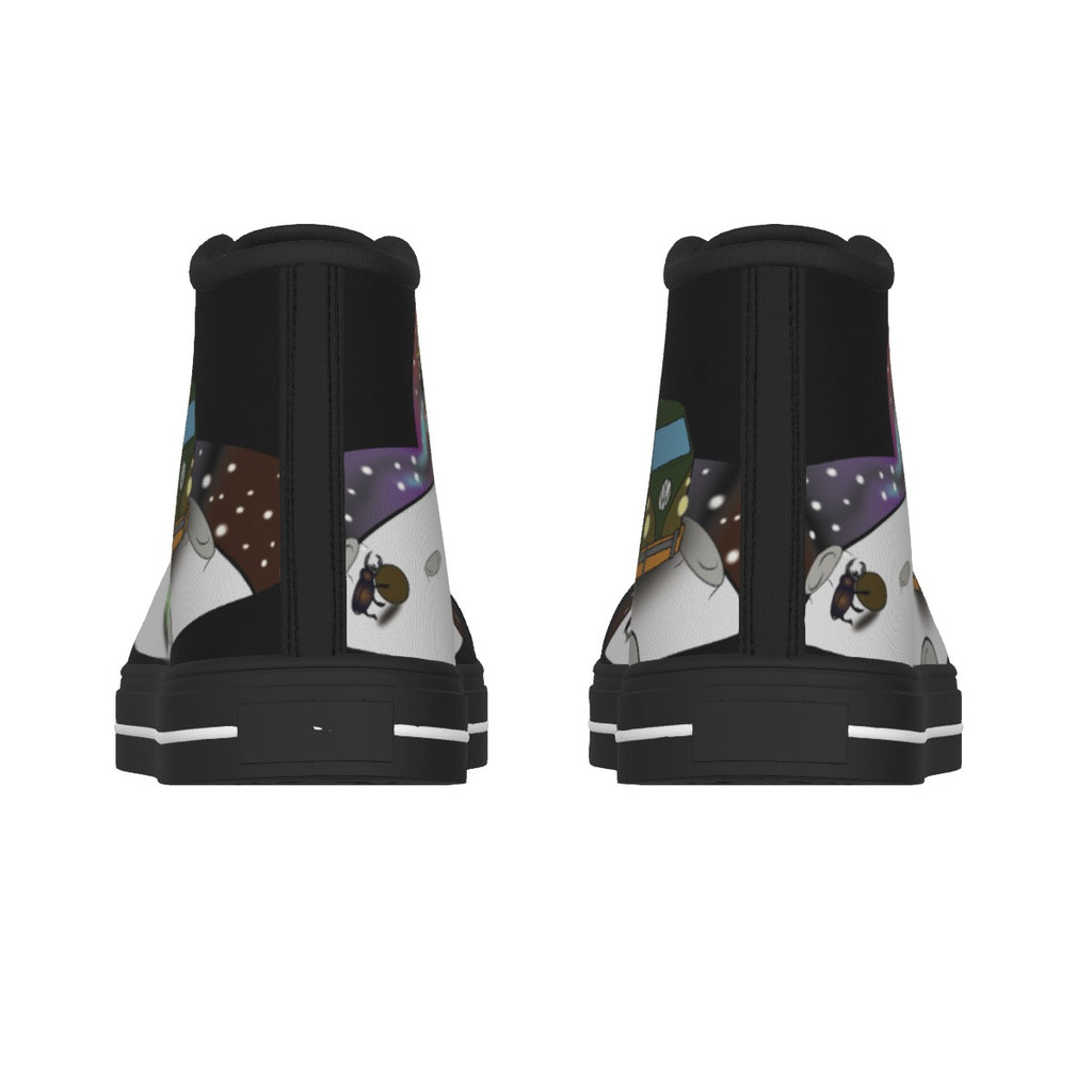 MOON Mismatched Funky Colors Men's Black Sole Canvas Shoes