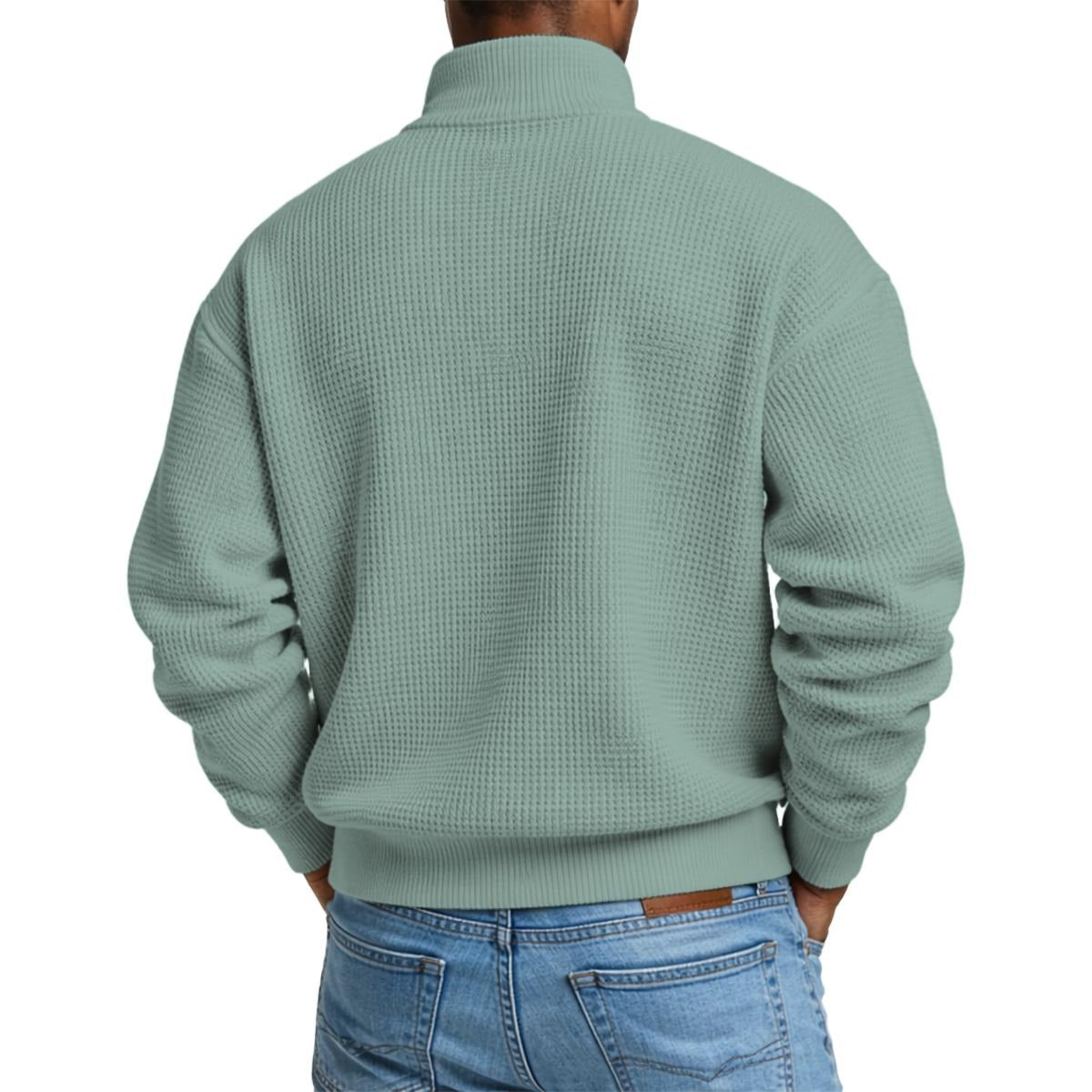 Chaos Bull Men's Waffle Knit Casual Sweatshirt/Half Zipper