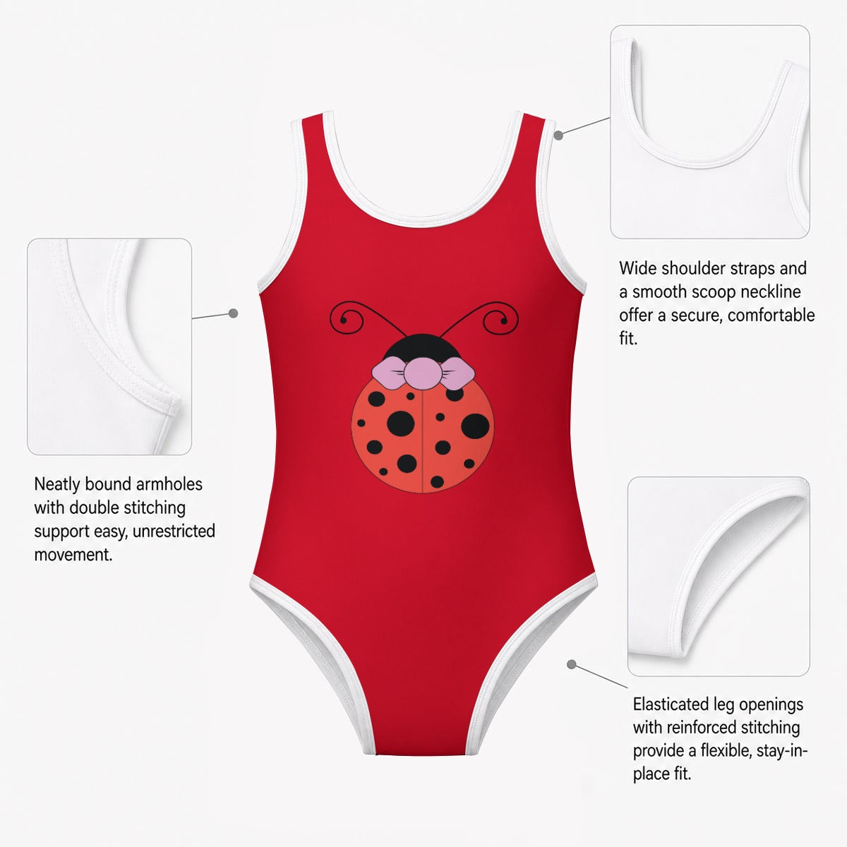 Ladybug Girl's Sleeveless One-Piece Swimsuit
