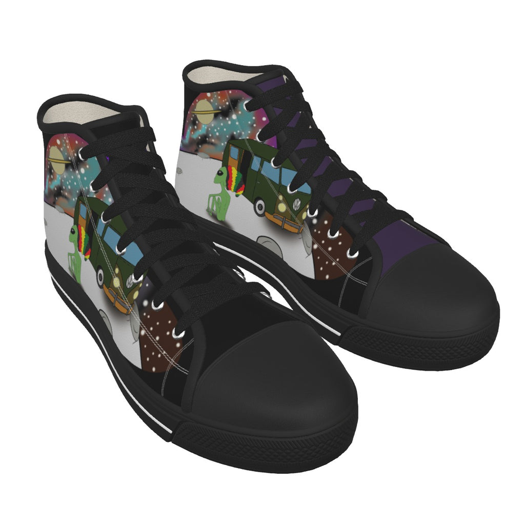 MOON Mismatched Funky Colors Men's Black Sole Canvas Shoes
