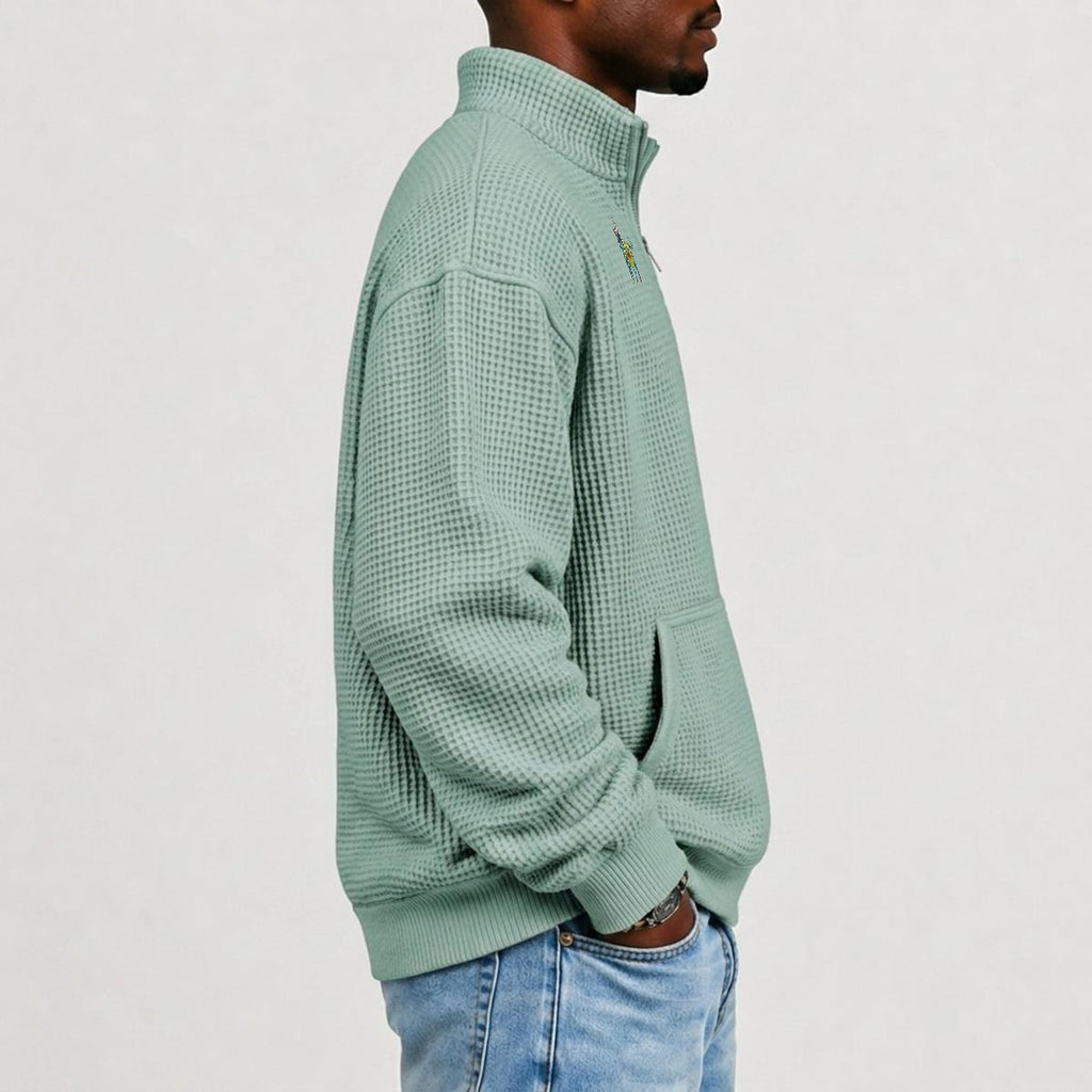 Chaos Bull Men's Waffle Knit Casual Sweatshirt/Half Zipper