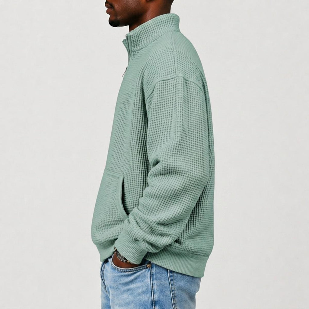 Chaos Bull Men's Waffle Knit Casual Sweatshirt/Half Zipper