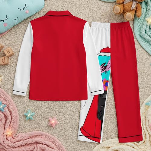 Axolotl Children's Satin Pajama Set With Long Sleeves