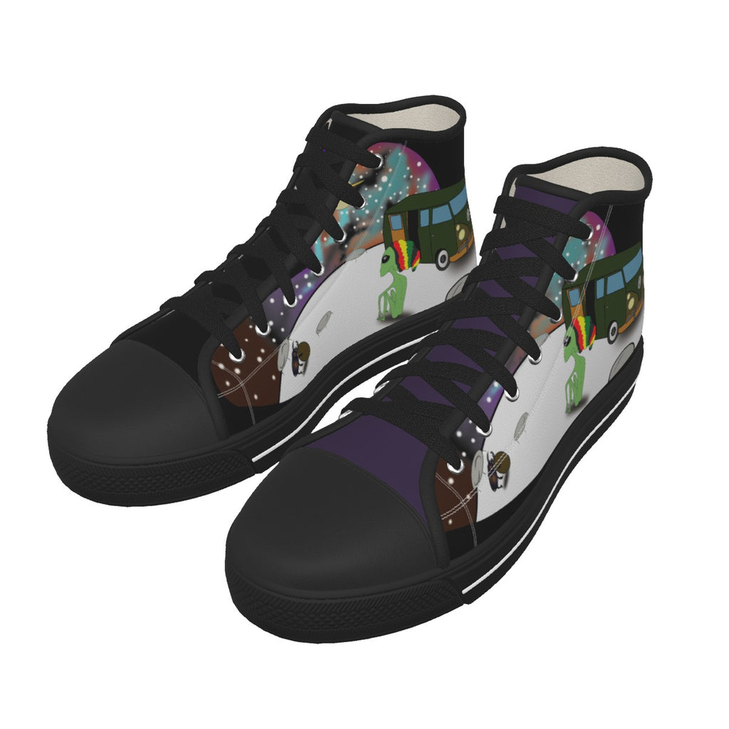 MOON Mismatched Funky Colors Men's Black Sole Canvas Shoes