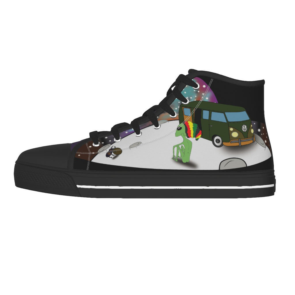 MOON Mismatched Funky Colors Men's Black Sole Canvas Shoes