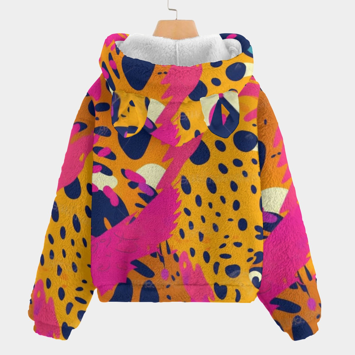 Bright Animal Pattern Kid’s Borg Fleece Sweatshirt With Ears