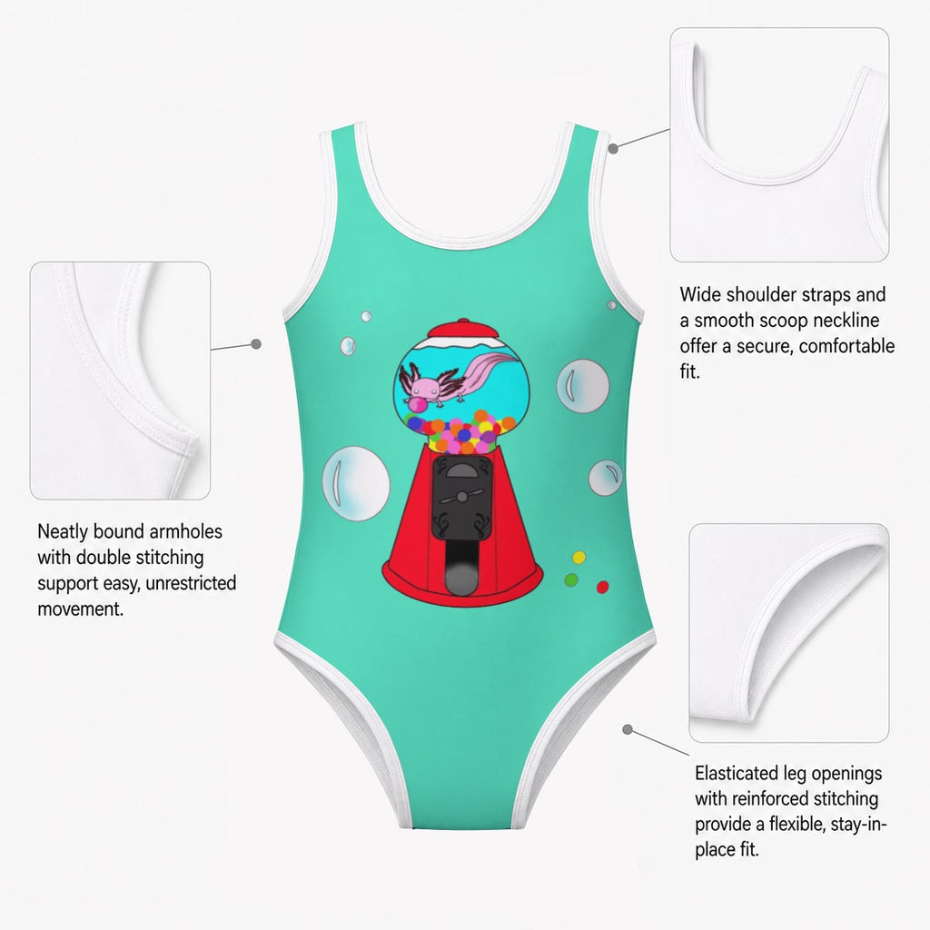 Axolotl Girl's Sleeveless One-Piece Swimsuit
