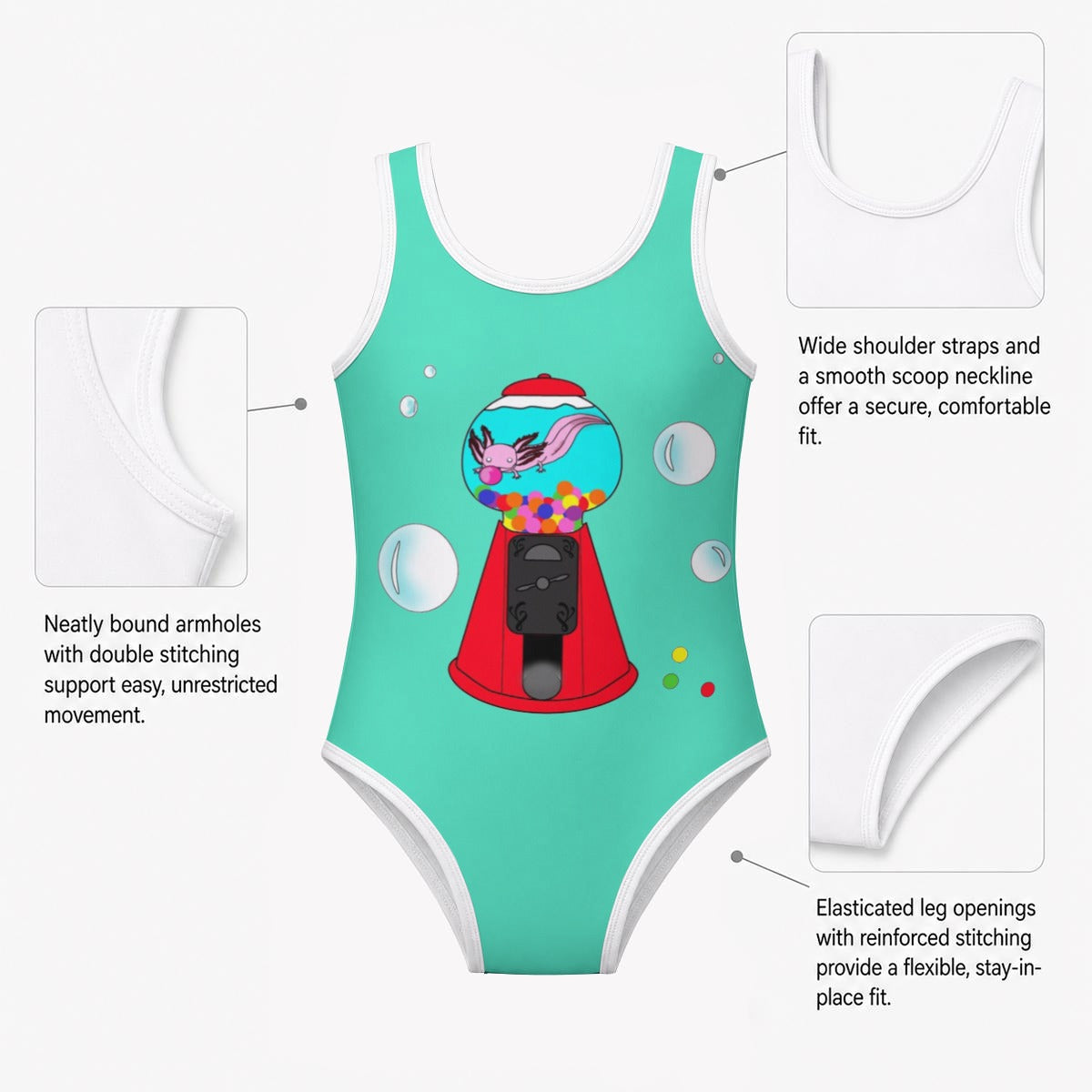 Axolotl Girl's Sleeveless One-Piece Swimsuit
