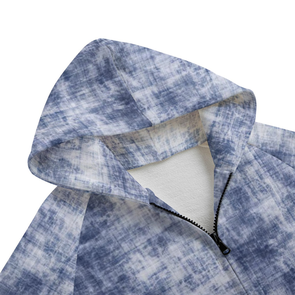 Blue Clouded Kid's Zip Up Raglan Sleeve Hoodie