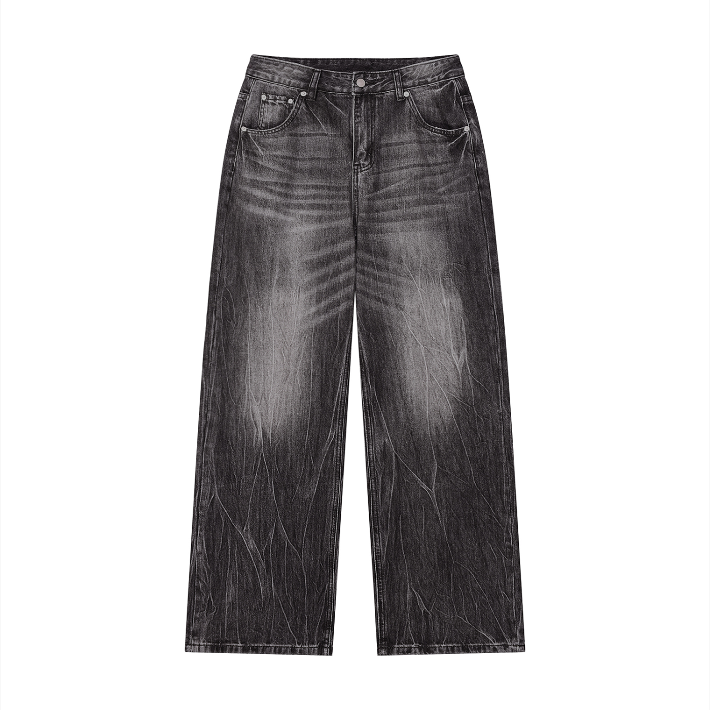 Chaos Bull Men’s Vintage Wash Wide Leg Jeans