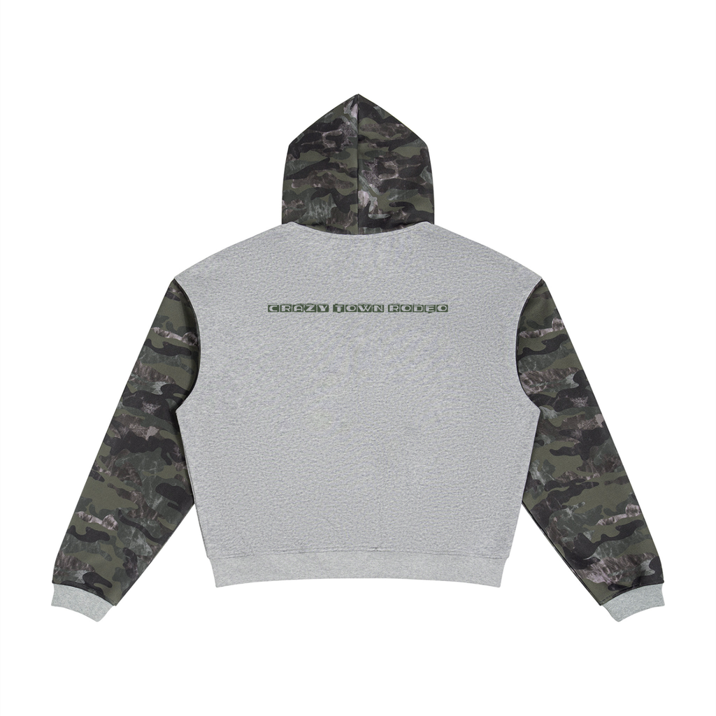 Colorblock Camo Full Zip Boxy Hoodie Adult