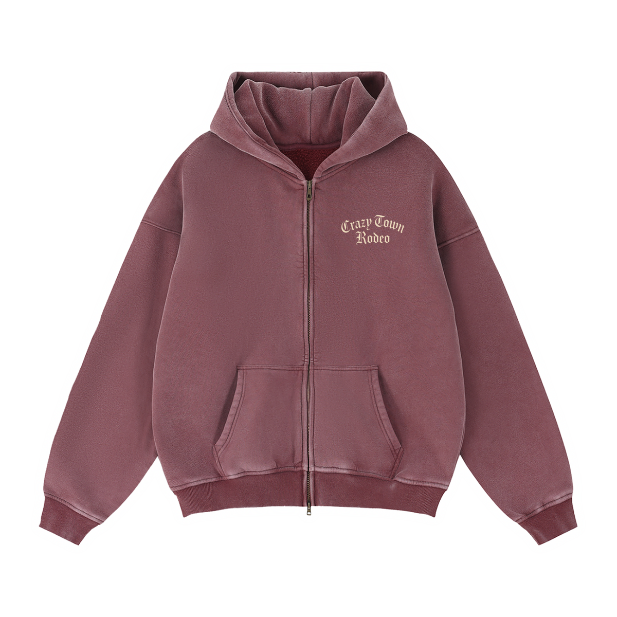 Zip-Through Boxy Fleece Hoodie Crazy Town Rodeo Wear Your Chaos Adult Unisex