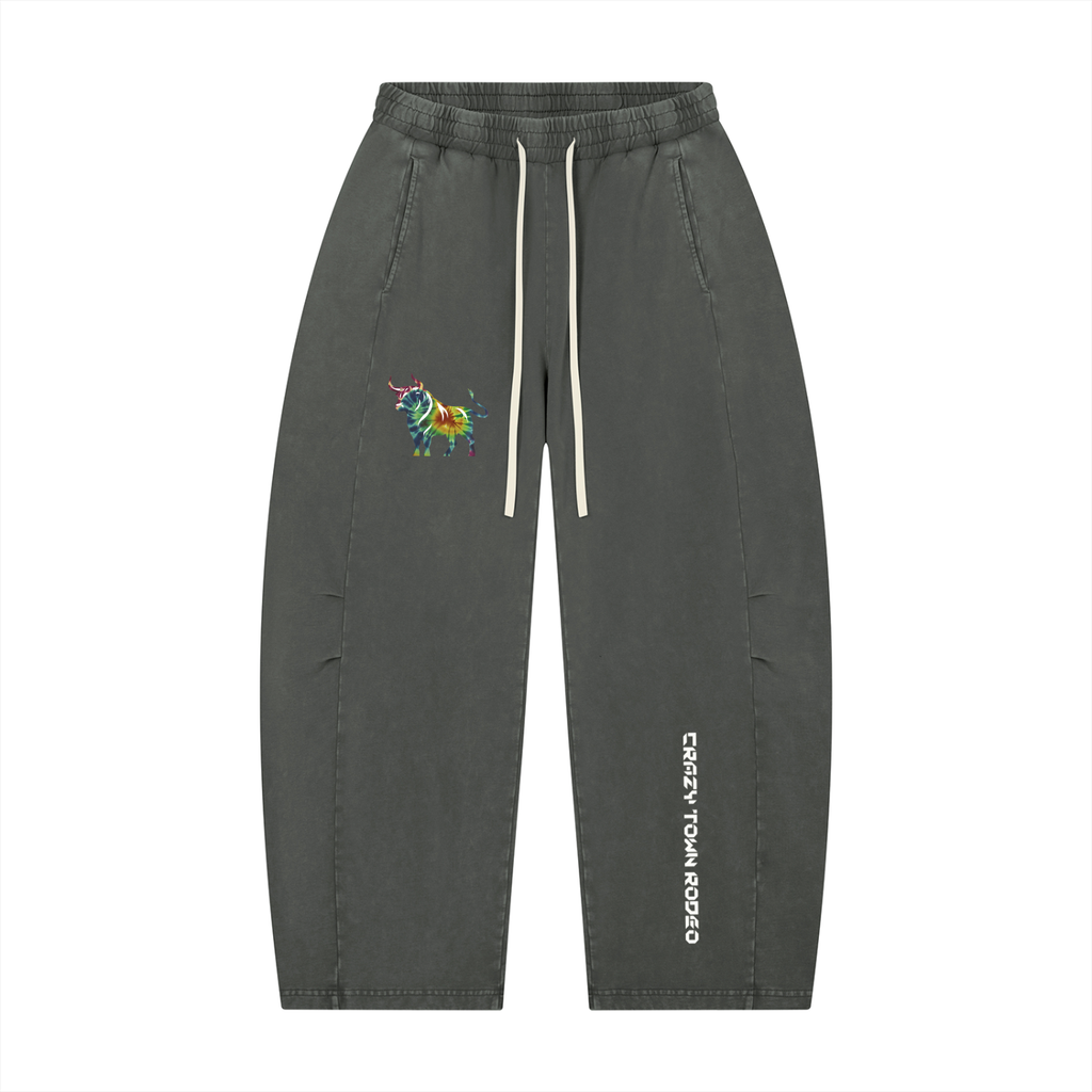 Unisex Mineral Wash Barrel Leg Pants