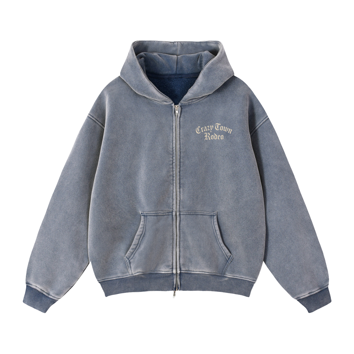 Zip-Through Boxy Fleece Hoodie Crazy Town Rodeo Wear Your Chaos Adult Unisex