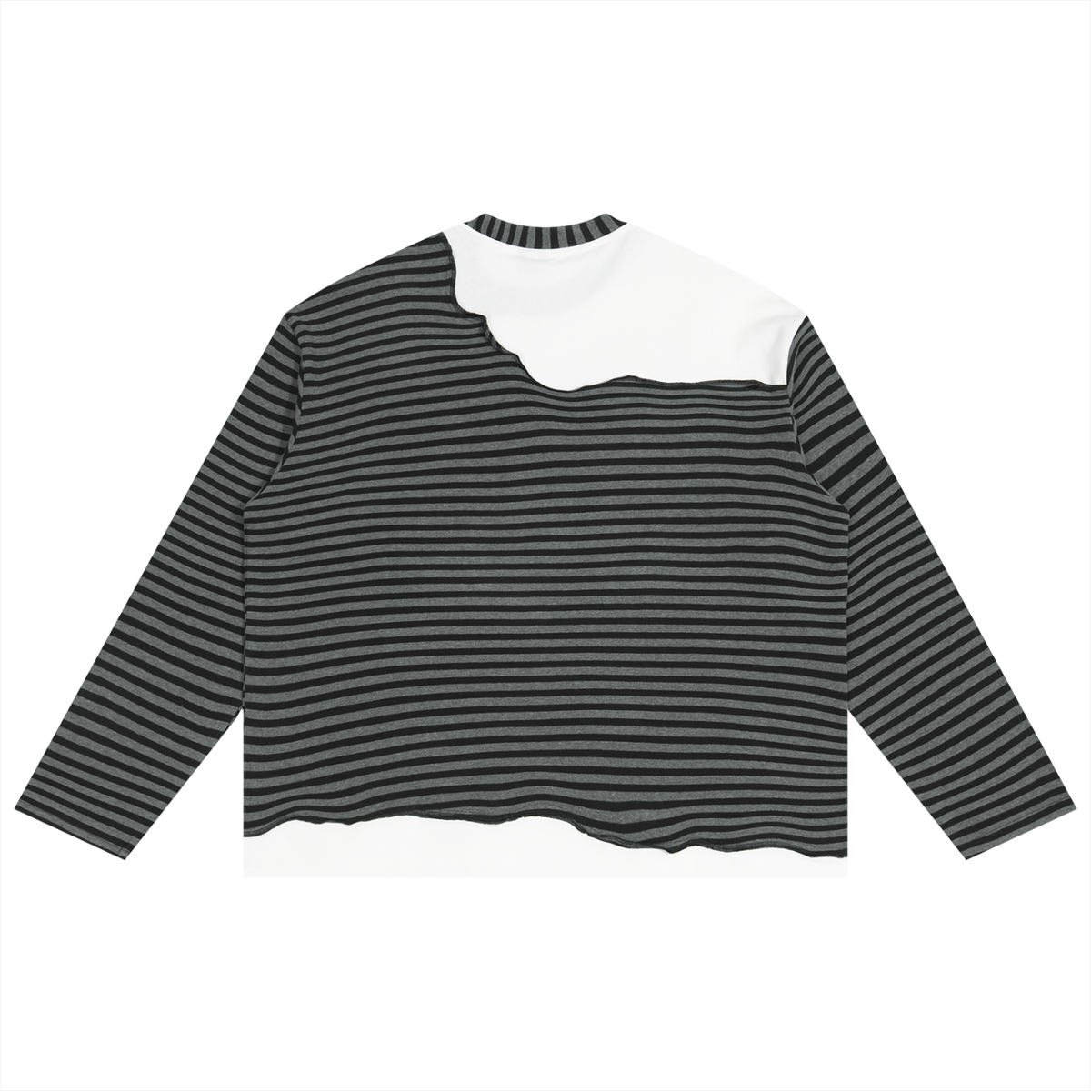 Striped Panel Boxy Long Sleeve T-Shirt Adult Unisex