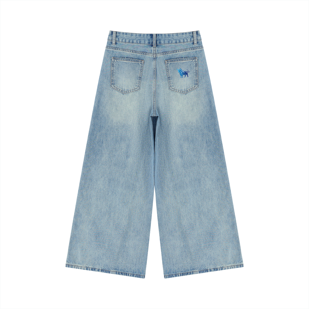 Chaos Bull Women’s Vintage Wash Wide Leg Jeans