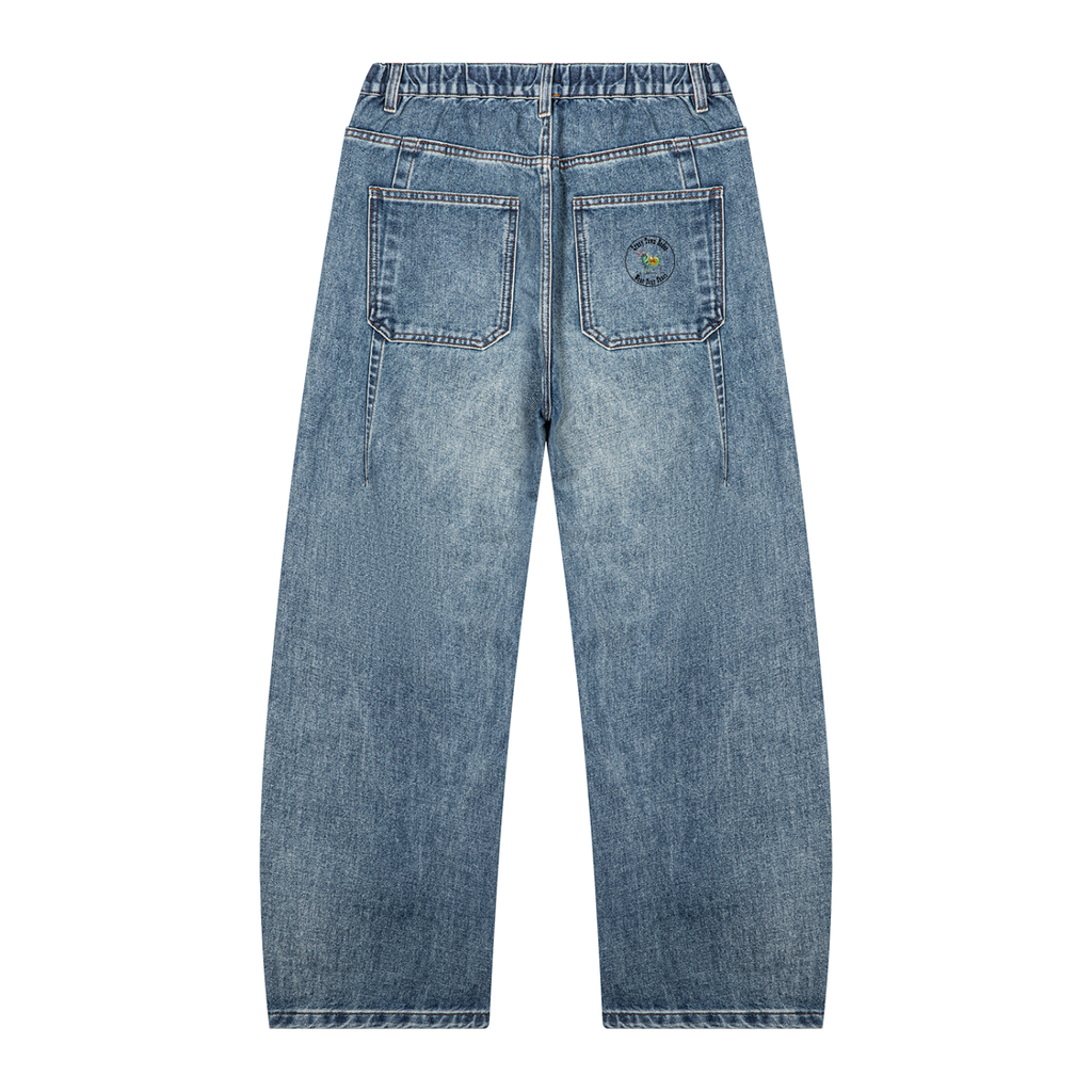 Vintage Wash Barrel Leg Denim Jeans Adult Unisex