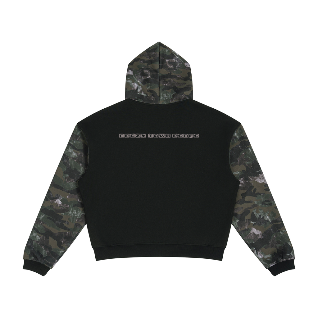 Colorblock Camo Full Zip Boxy Hoodie Adult