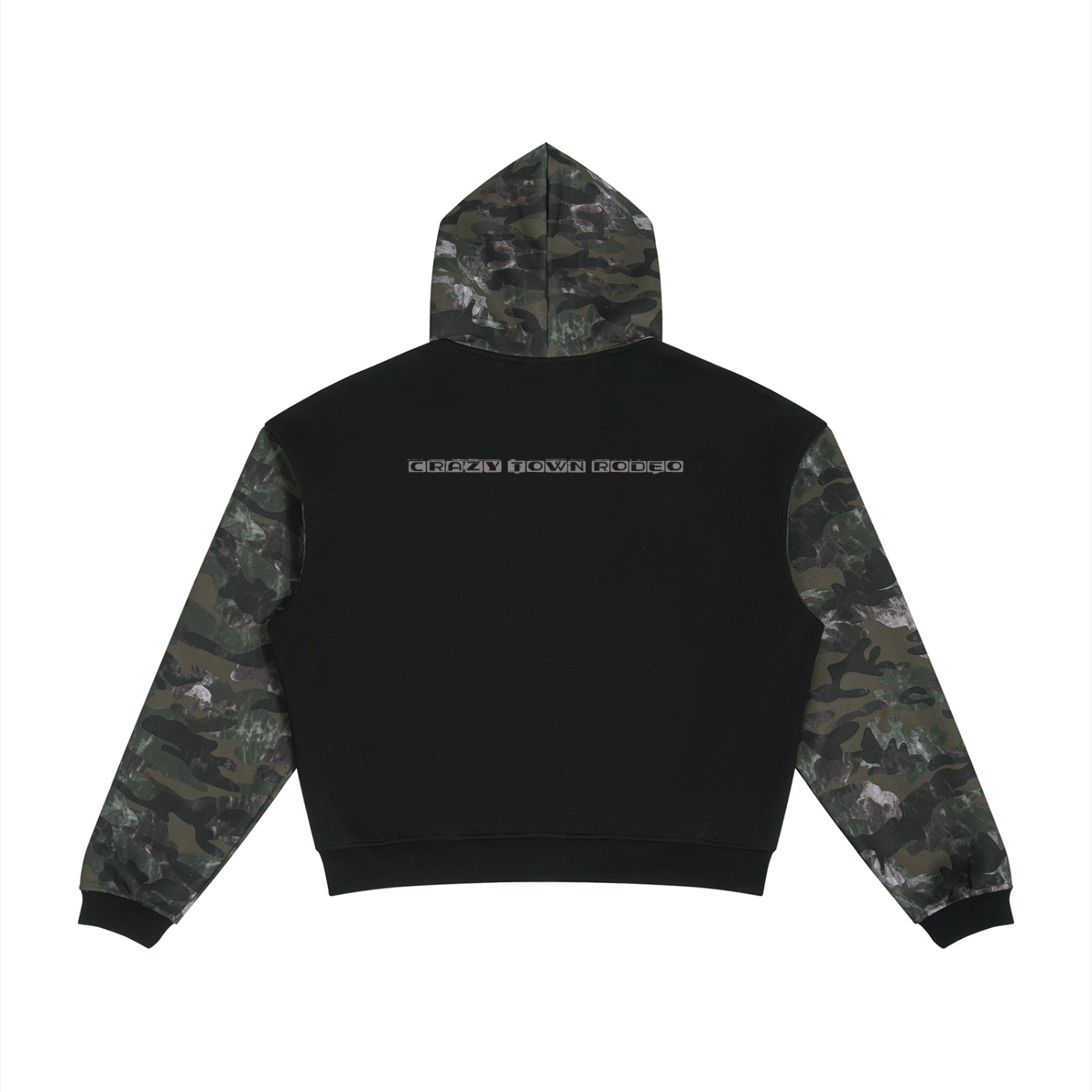 Colorblock Camo Full Zip Boxy Hoodie Adult