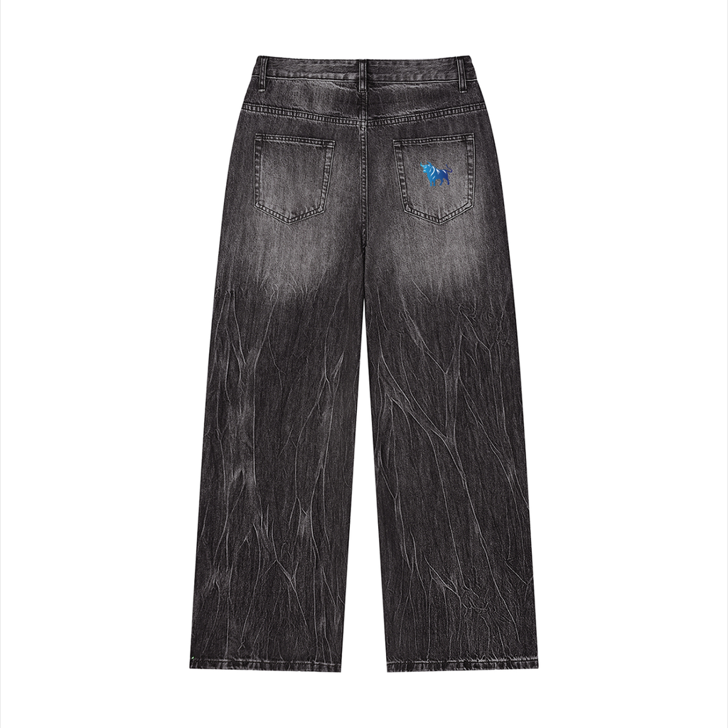Chaos Bull Men’s Vintage Wash Wide Leg Jeans