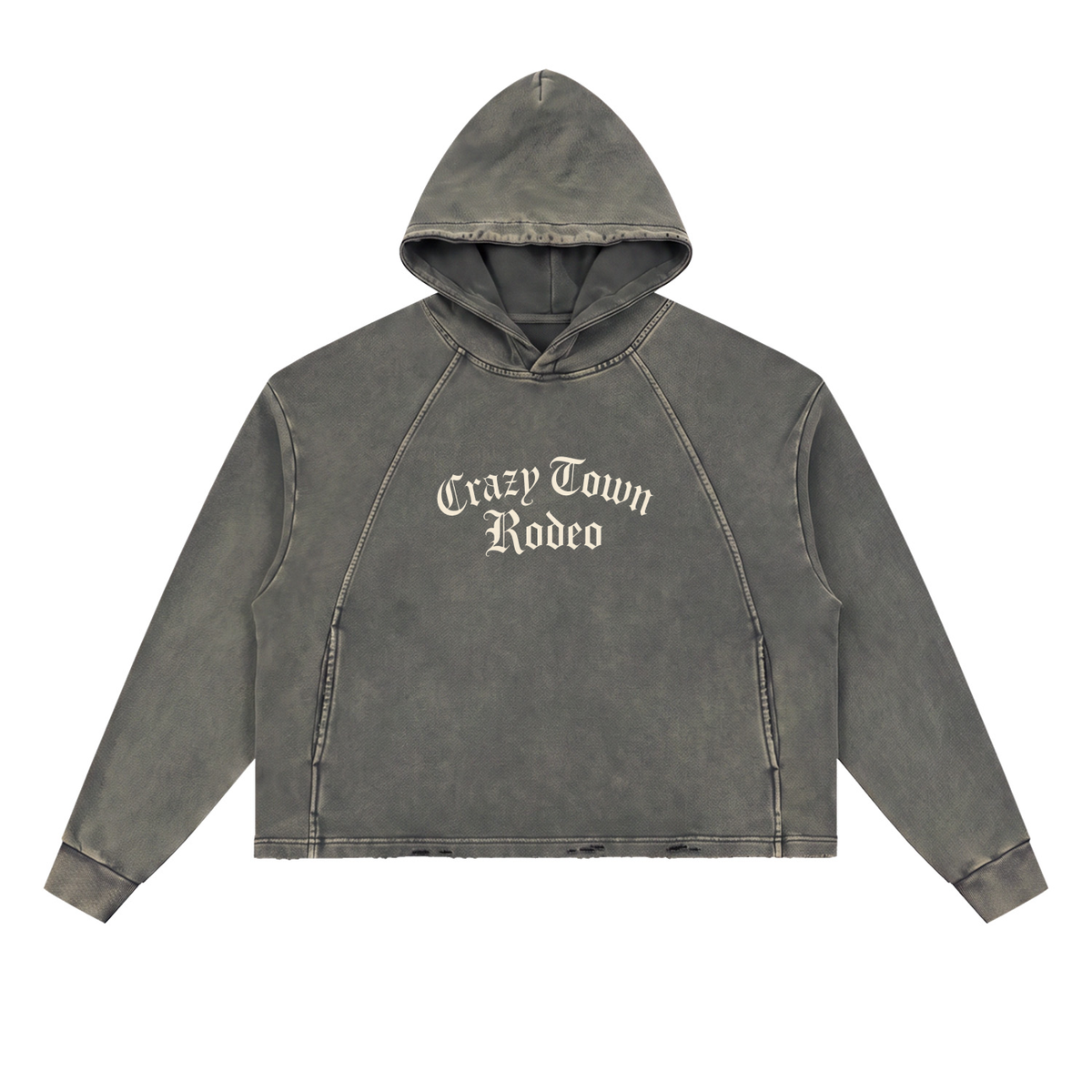 Vintage Washed Frayed-Hem Hoodie Adult Unisex