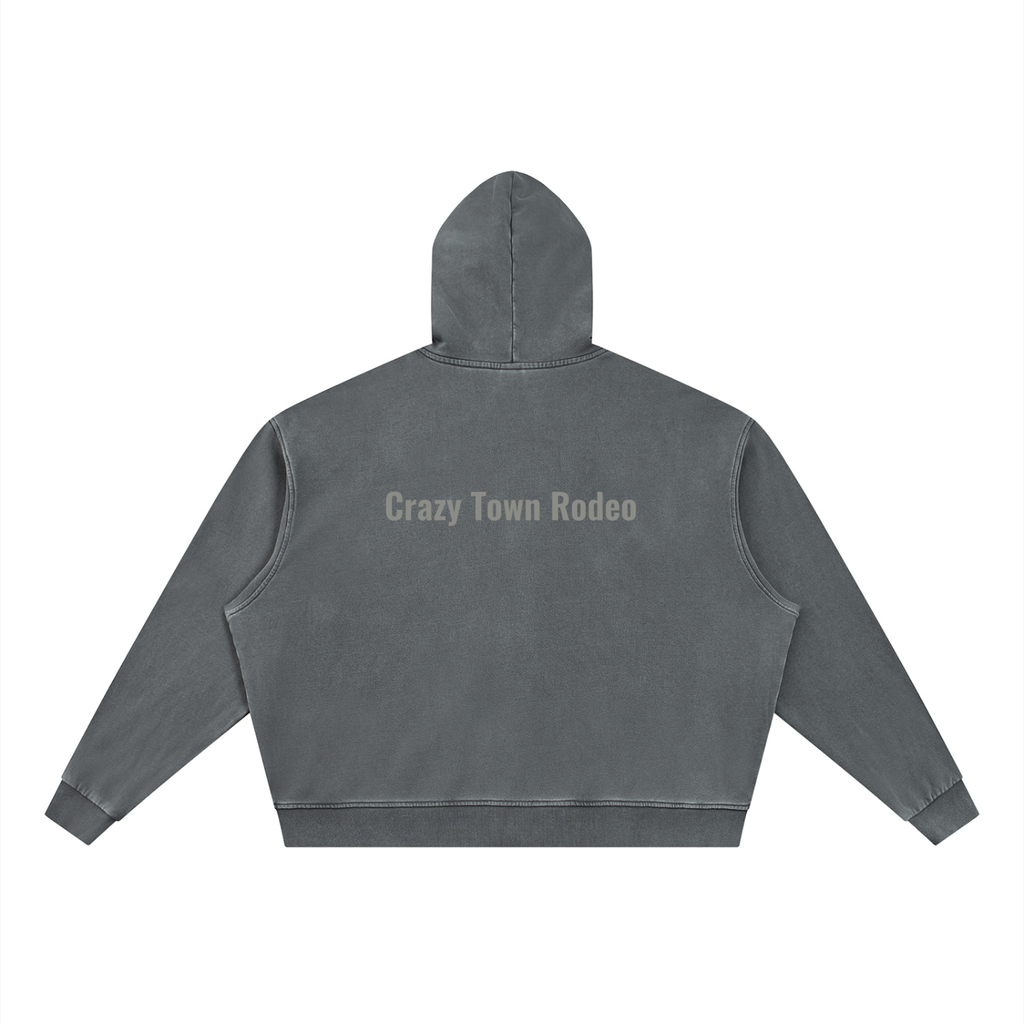 Chaos Bull Vintage Wash Full Zip Boxy Hoodie Adult