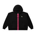 Wear Your Chaos Oversized Chunky-Zip Boxy Hoodie Adult Unisex Black w/Rose Red
