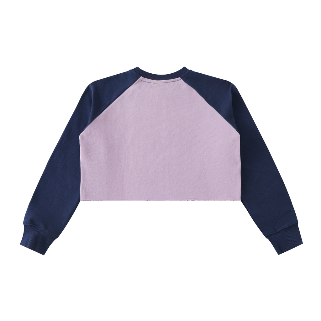 Raw-Hem Color-Block Raglan Crop Sweatshirt Women's