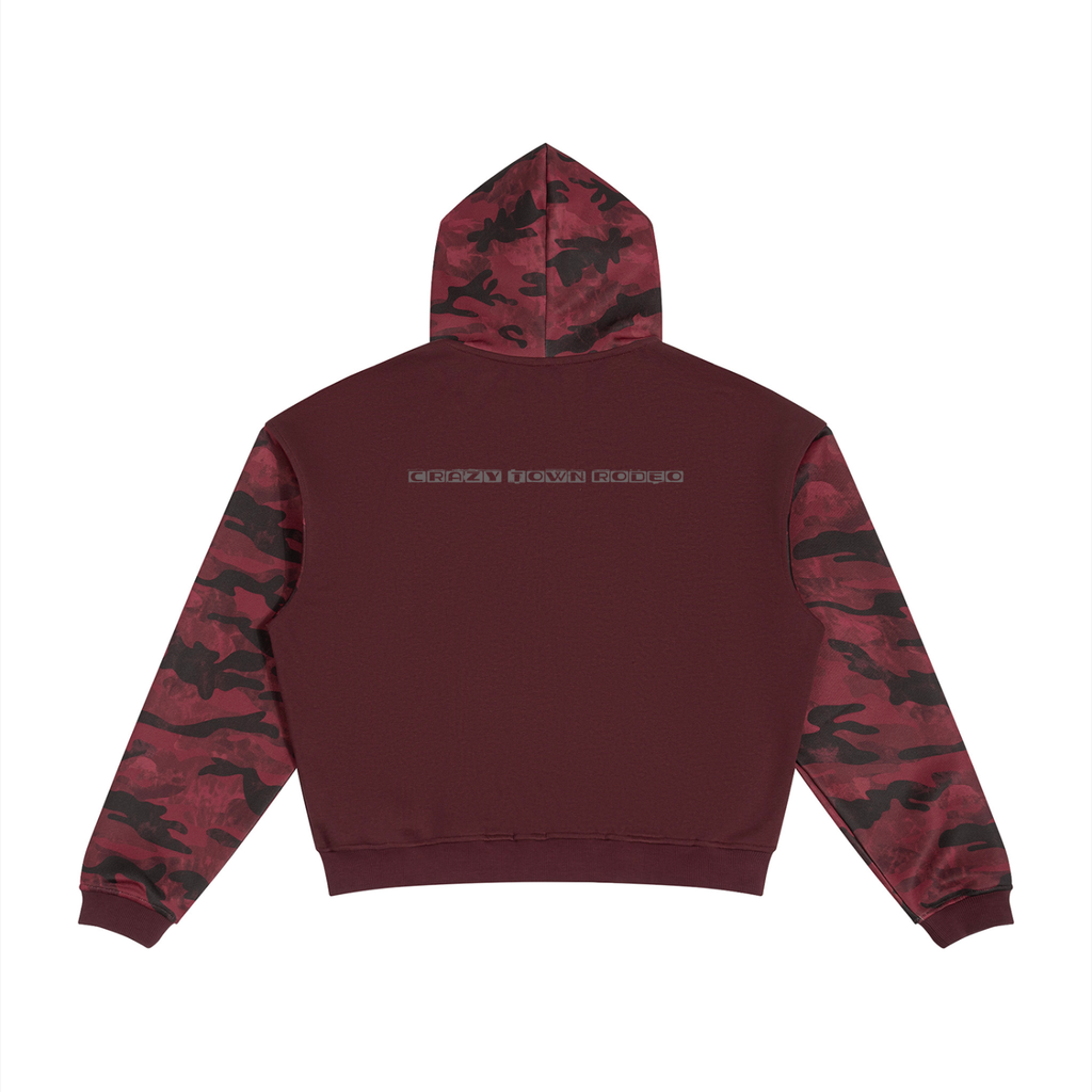 Colorblock Camo Full Zip Boxy Hoodie Adult