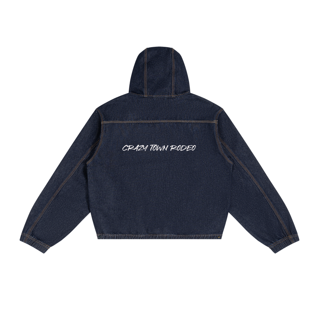Men's Boxy Vintage Wash Hooded Denim Jacket