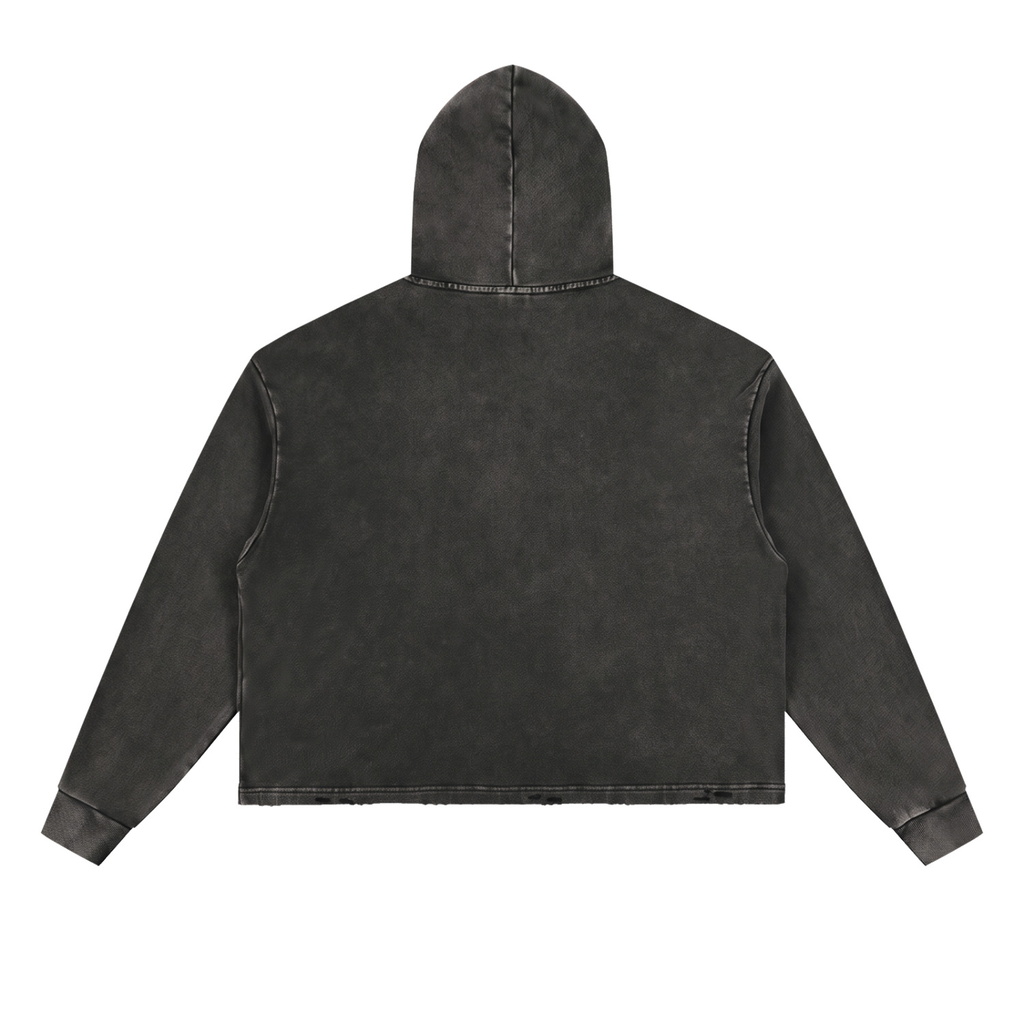 Vintage Washed Frayed-Hem Hoodie Adult Unisex