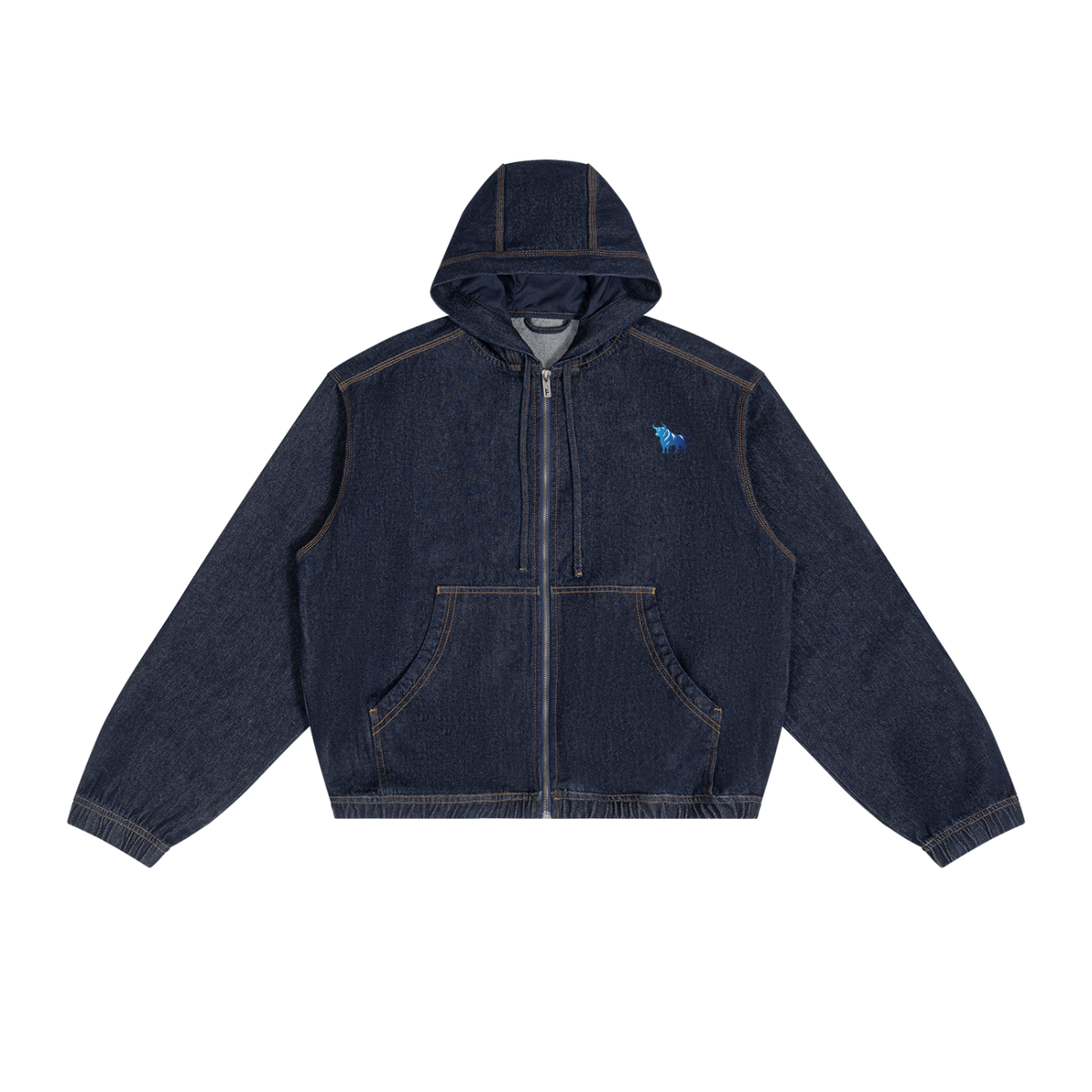 Men's Boxy Vintage Wash Hooded Denim Jacket