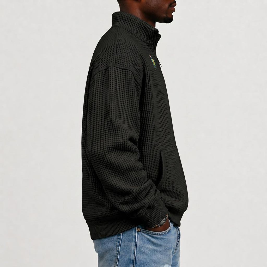 Chaos Bull Men's Waffle Knit Casual Sweatshirt/Half Zipper
