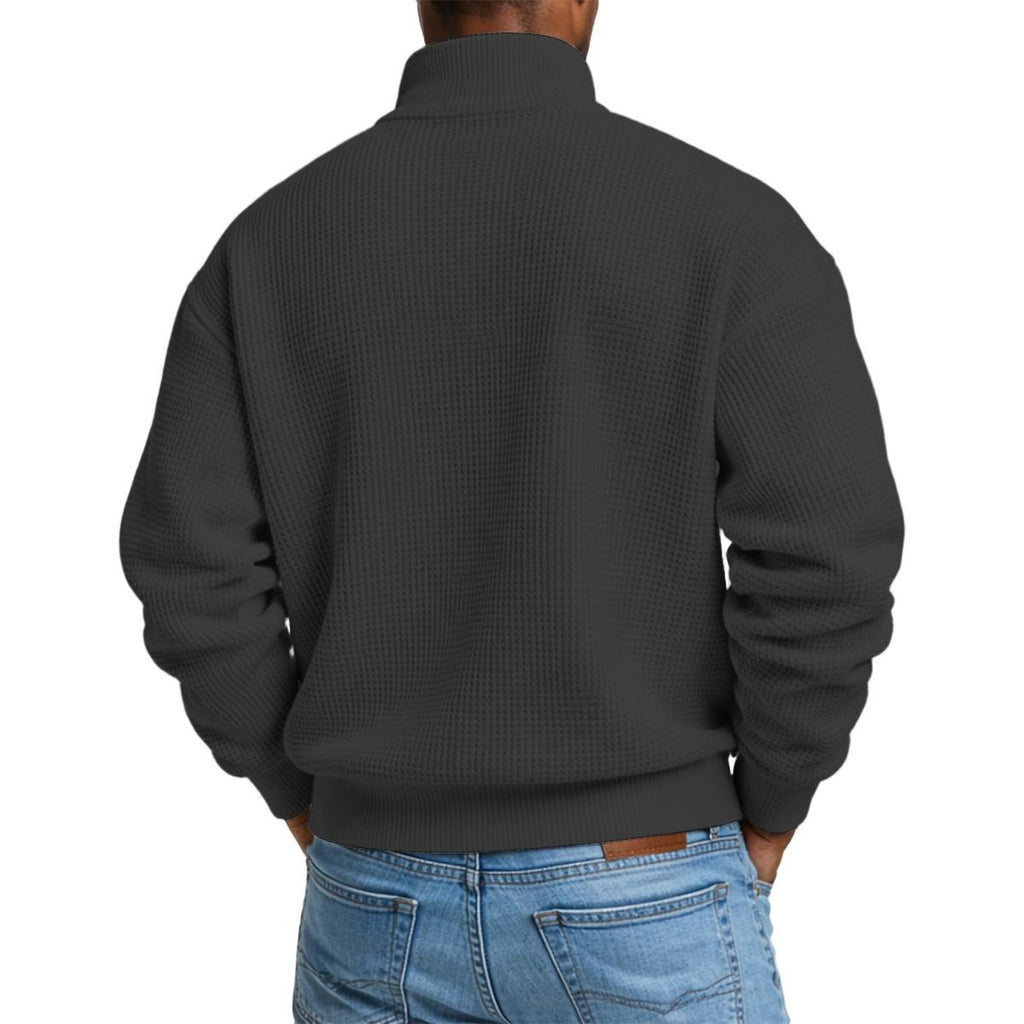 Chaos Bull Men's Waffle Knit Casual Sweatshirt/Half Zipper