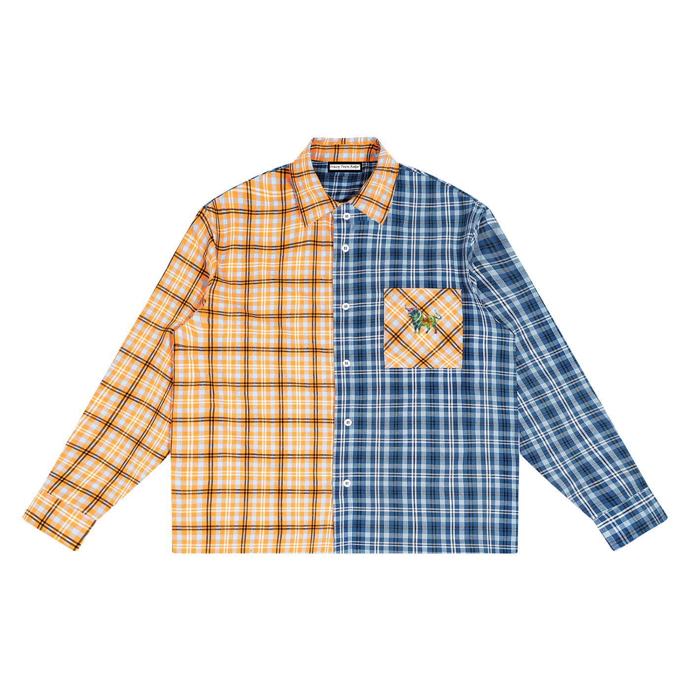 Chaos Bull Oversized Plaid Color Block Shirt Adult
