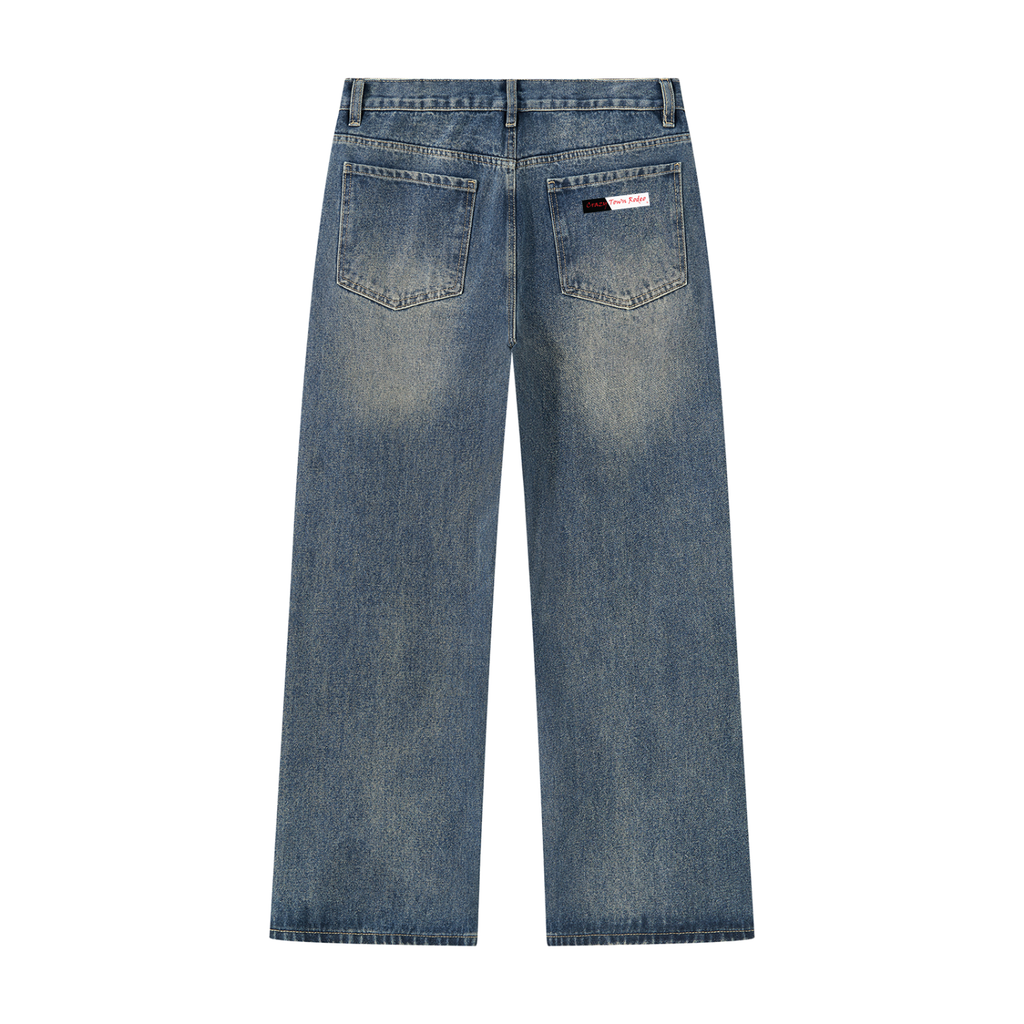 Men’s Vintage Wash Straight Leg Denim Jeans