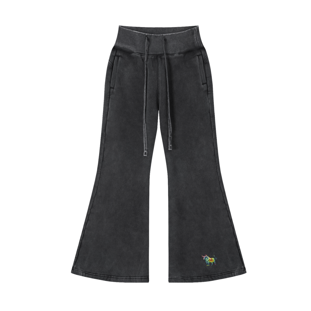 Chaos Bull Vintage Washed Flared Fleece Pants