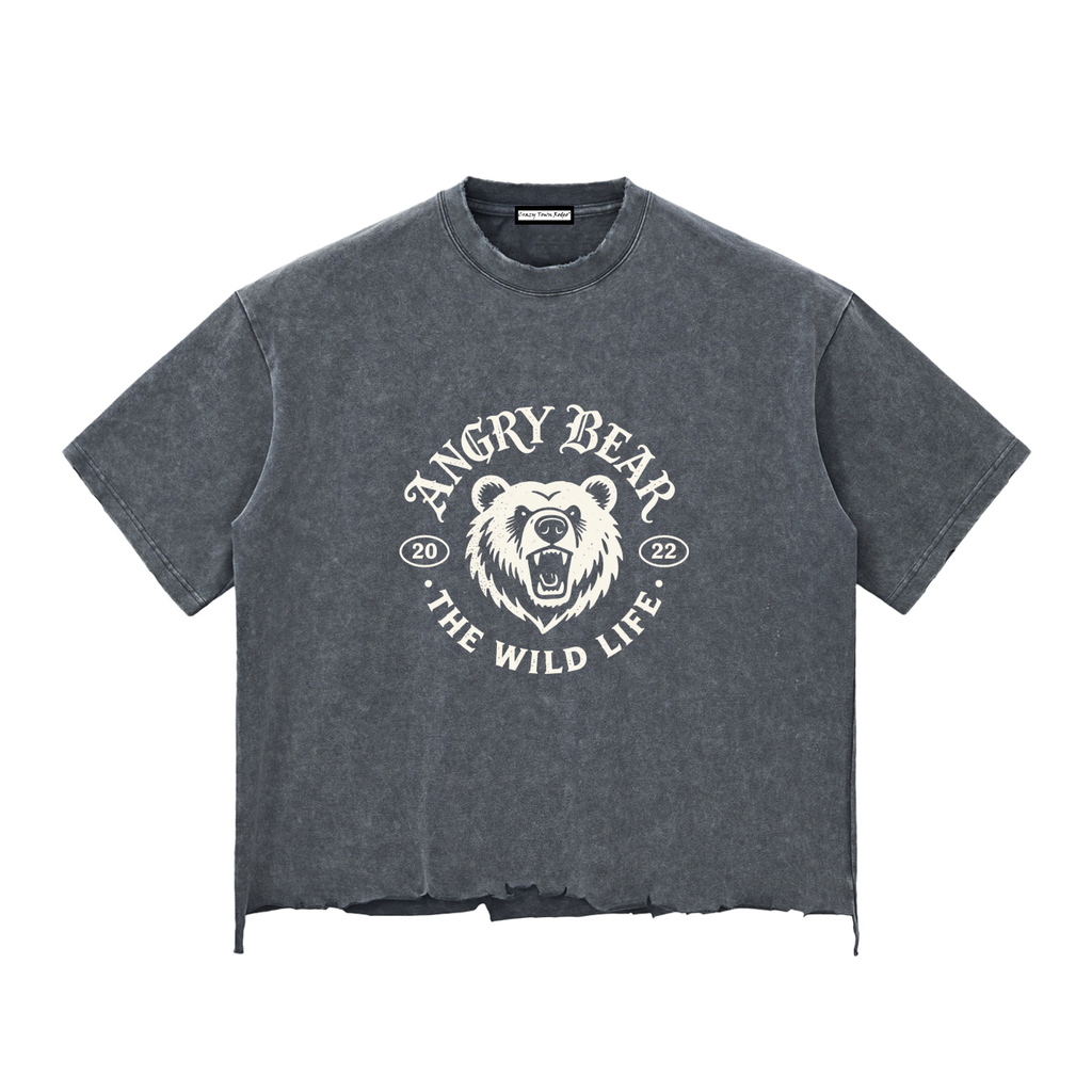 Angry Bear Snow Wash Raw-Hem Boxy T-shirt Adult
