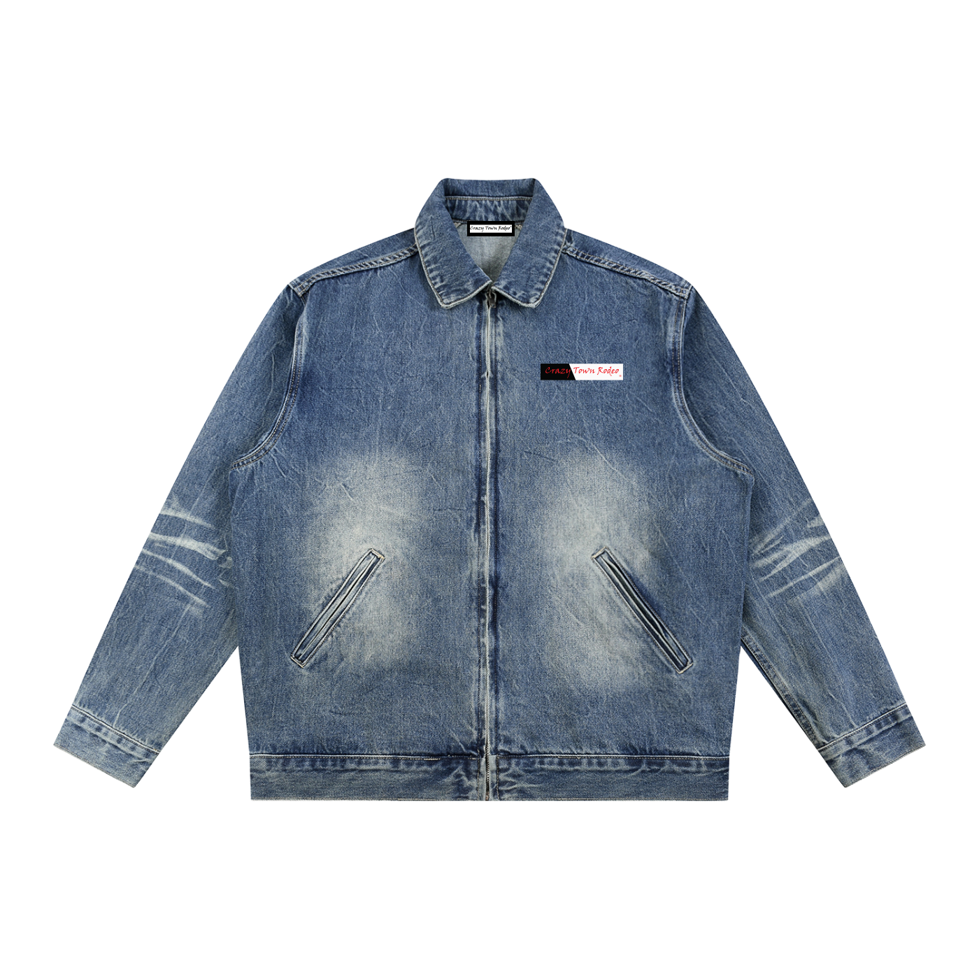 Vintage Wash Zip Up Denim Jacket Adult