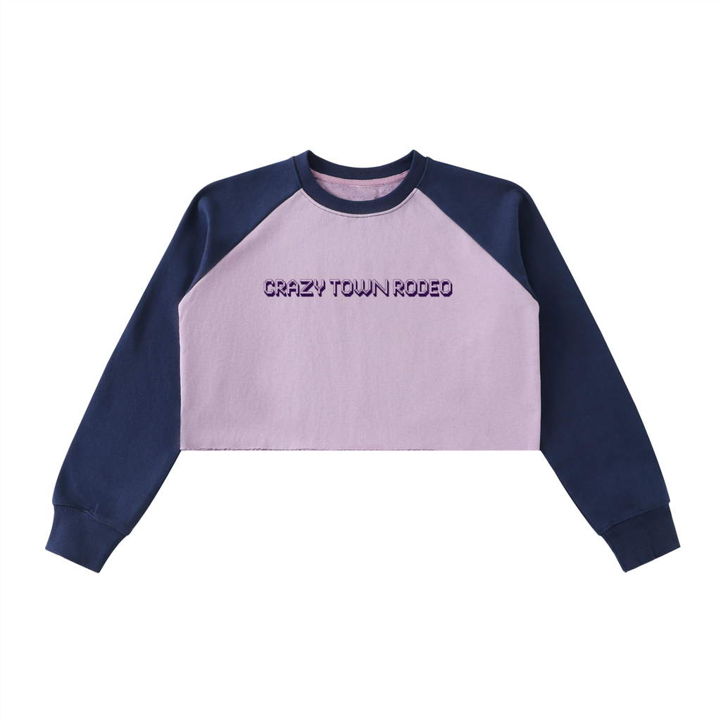 Raw-Hem Color-Block Raglan Crop Sweatshirt Women's