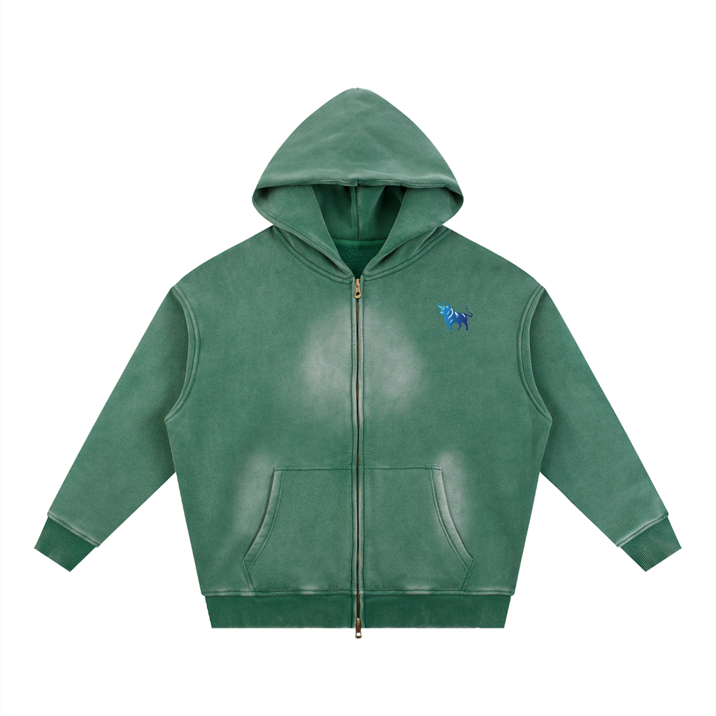 Wear Your Chaos Sunfade Two-way Zipper Boxy Fleece Hoodie Adult