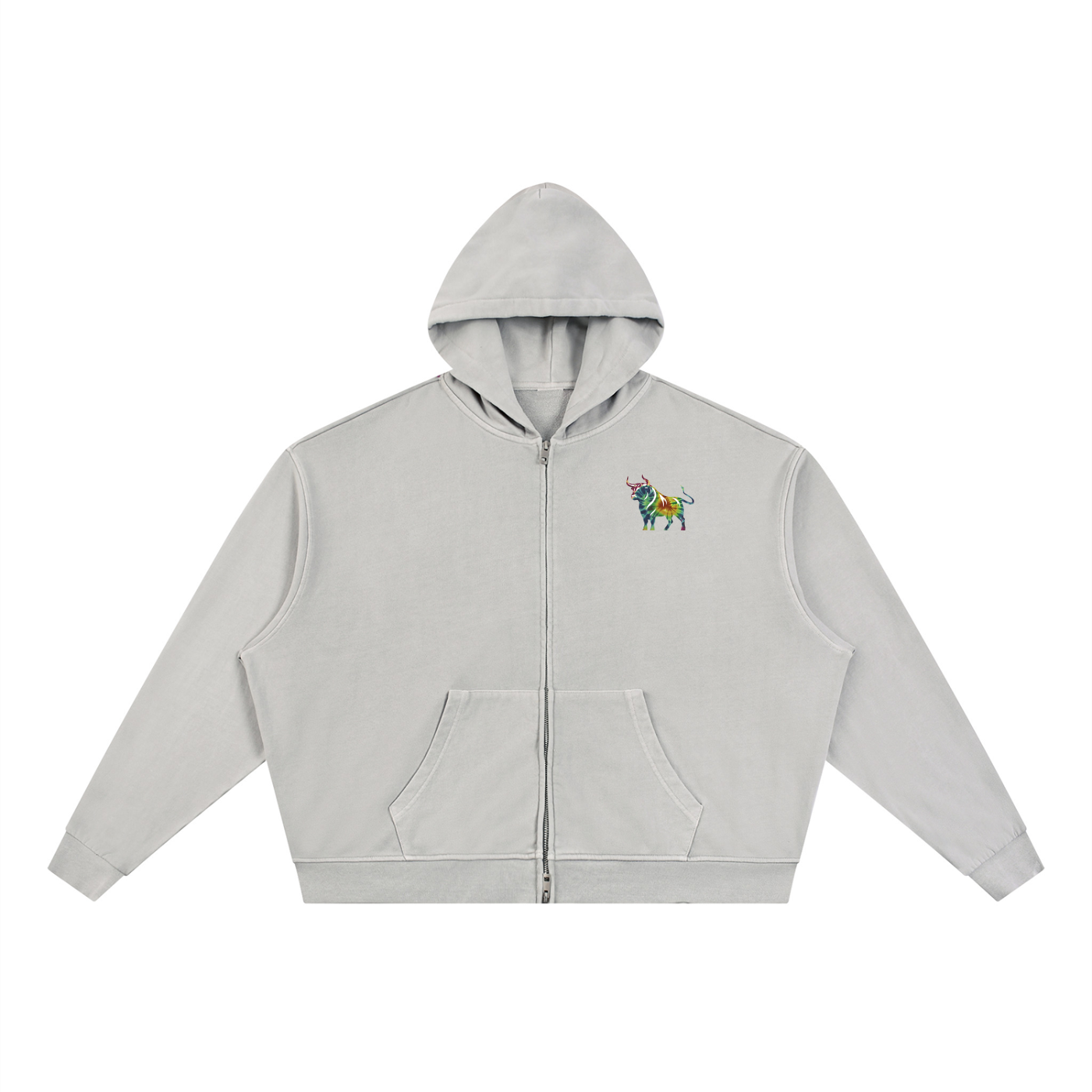 Chaos Bull Vintage Wash Full Zip Boxy Hoodie Adult