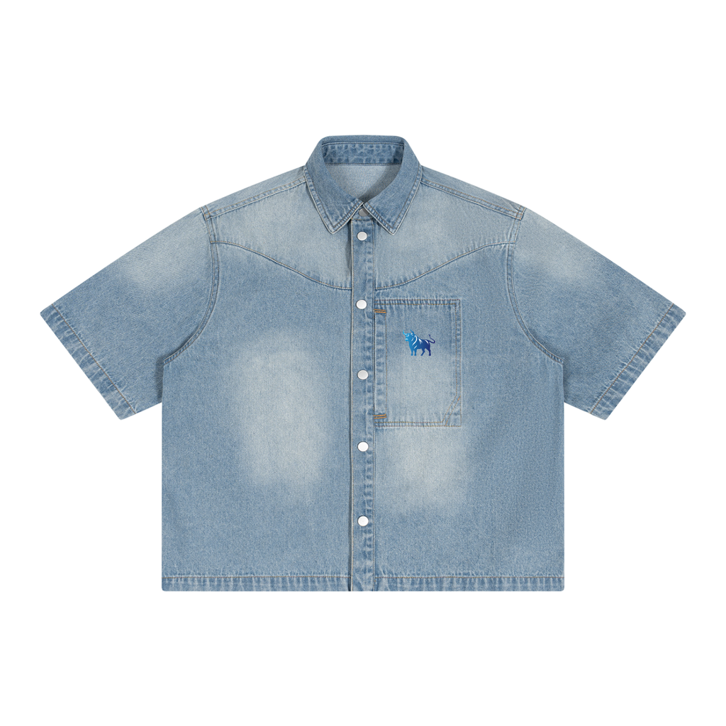 Chaos Bull Vintage Wash Boxy Short Denim Shirt Adult